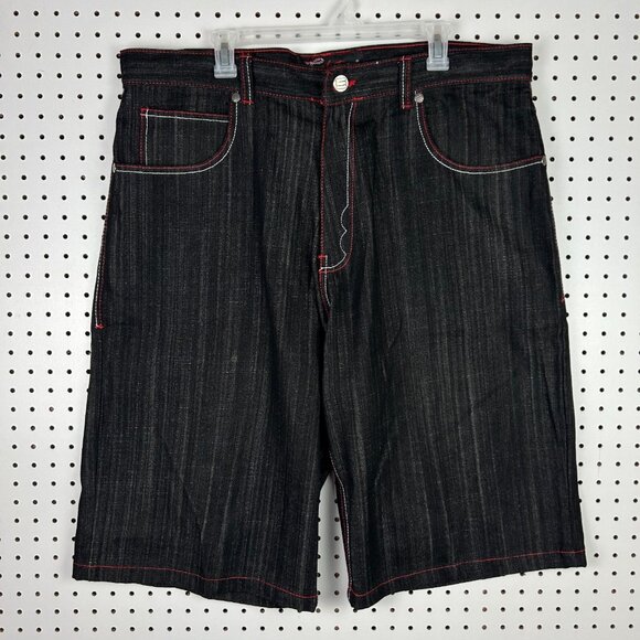 Evolution in Design Black Gothic Skate Shorts 40 Red‎ Stitched Pocket Y2K Punk - Picture 4 of 6